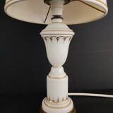 White opaline lamp gilded decoration