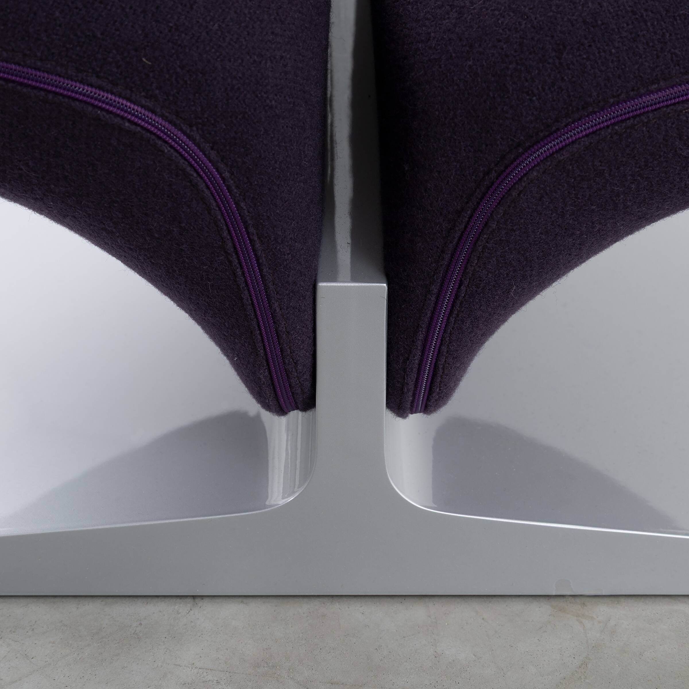 Pierre Paulin Ribbon Lounge Chair and Ottoman in Purple fabric for Artifort