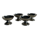 Set of 4 vintage metal ice cream glasses/cups on a stand.