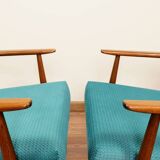 Vintage armchairs set of two teal 1970 design by H.Lis