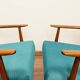 Vintage armchairs set of two teal 1970 design by H.Lis