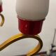 Vintage Opaline Glass Brass Chandelier 1950’s
