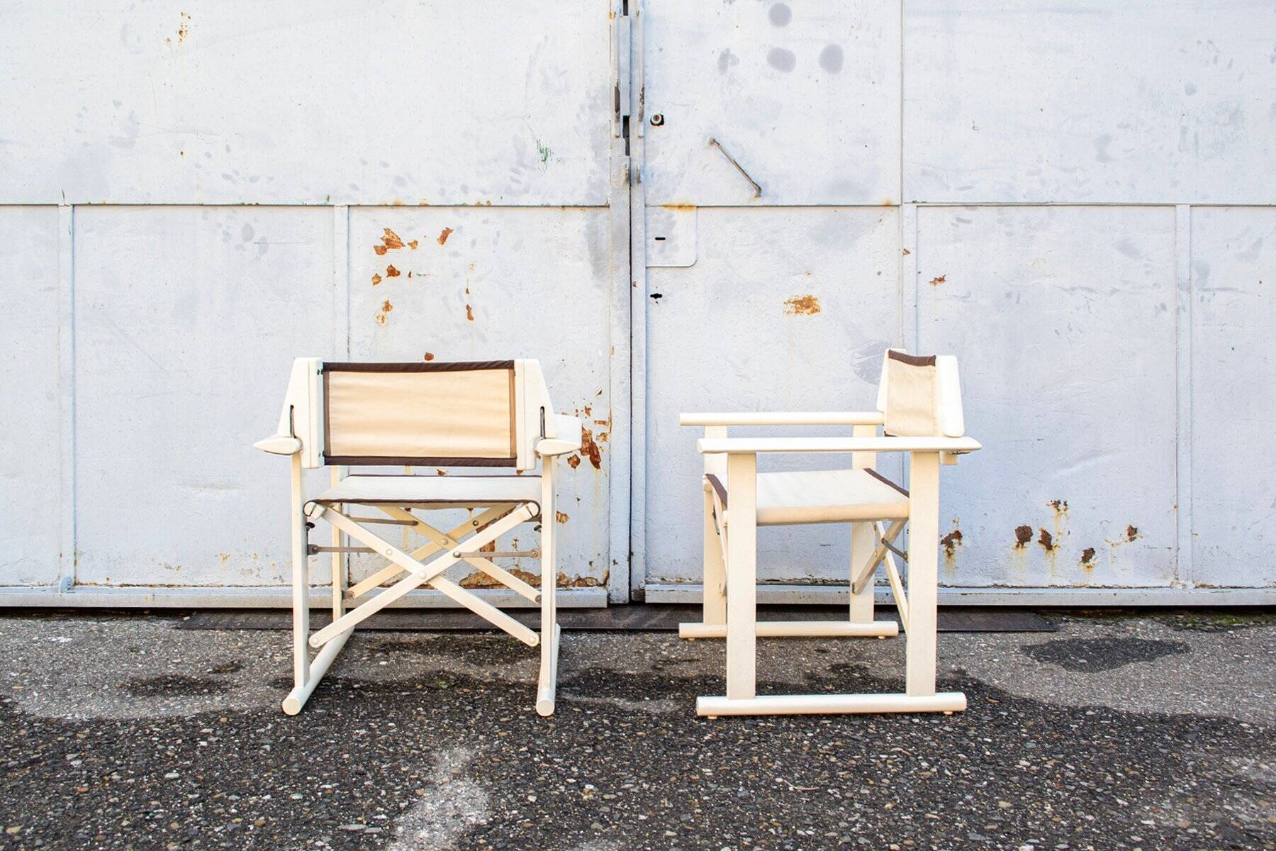 White lacquered wooden folding chairs by Carlo Hauner for Fratelli Reguitti, 1968, set of 2.