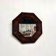 Octagonal wooden mirror by Jean-Claude Mahey