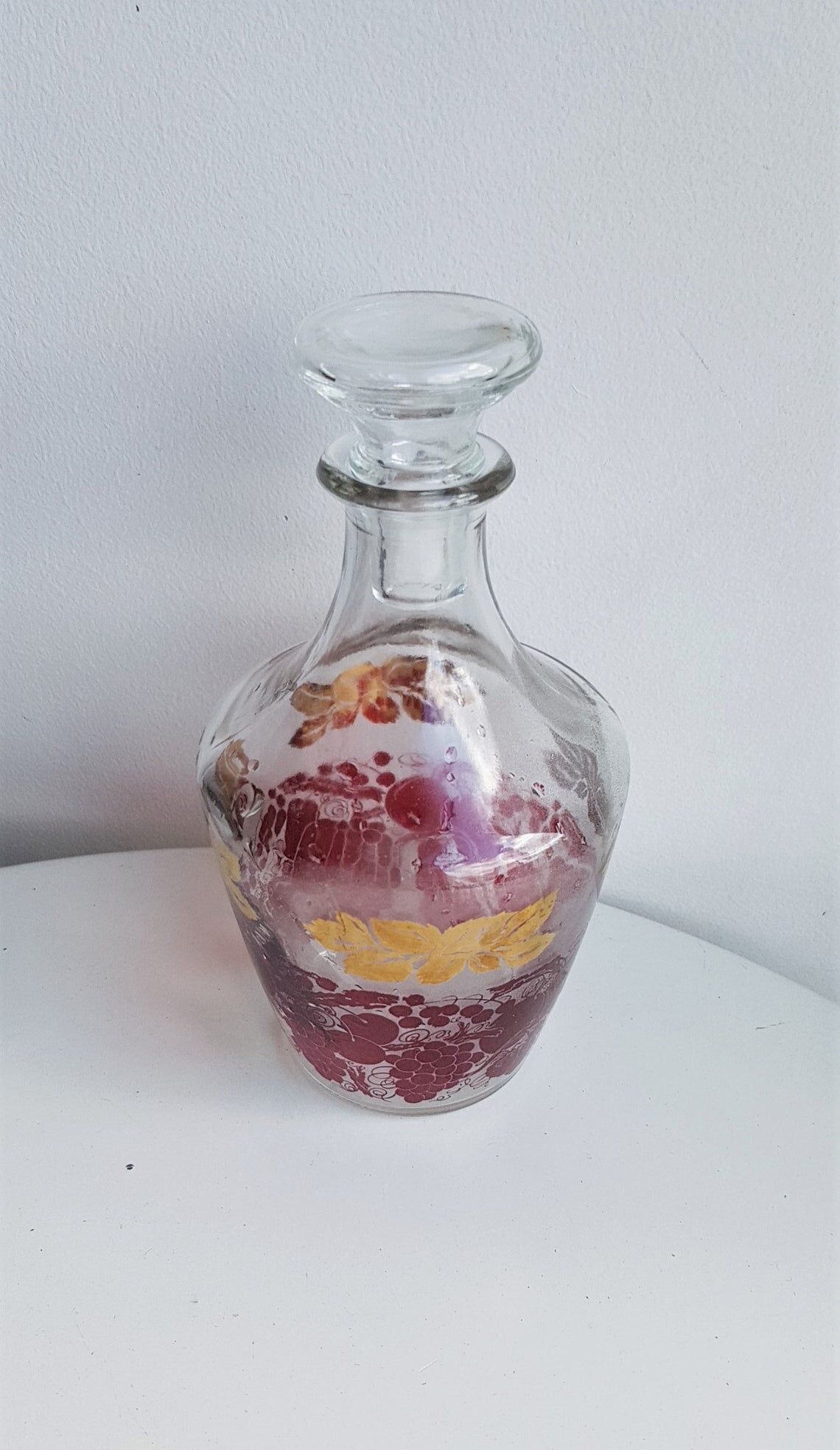 Pink and gilded glass liquor service