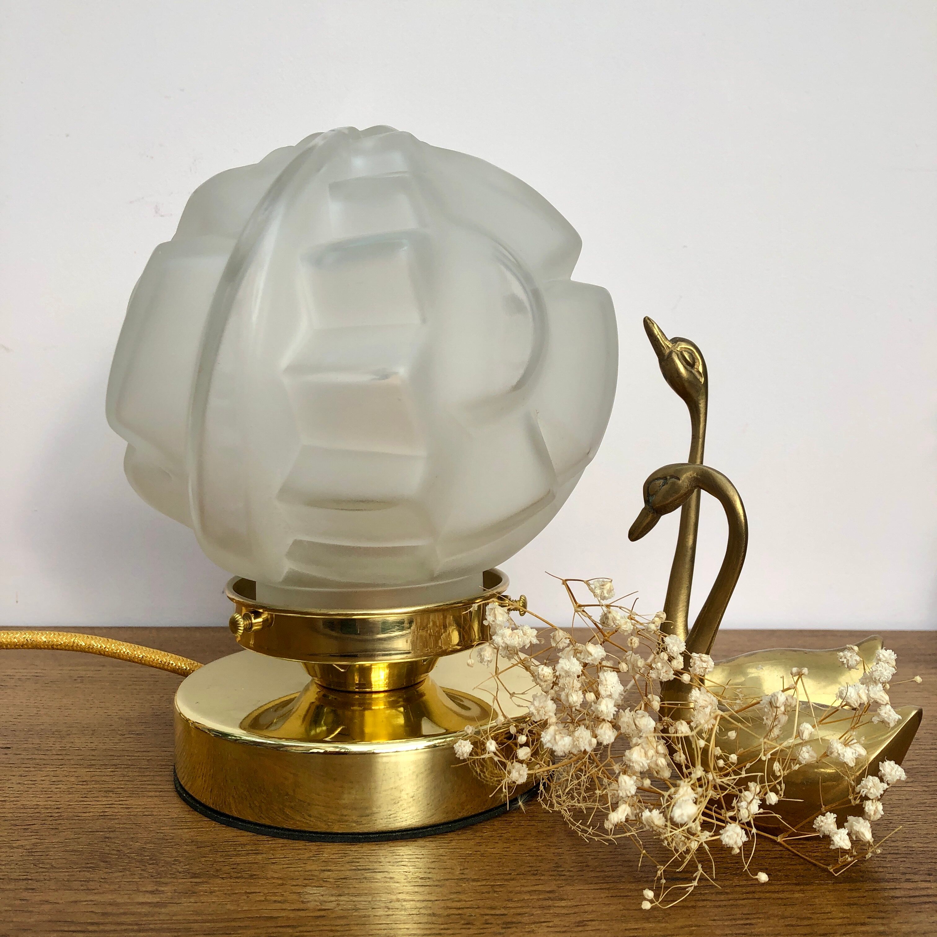 Vintage art deco globe installation lamp