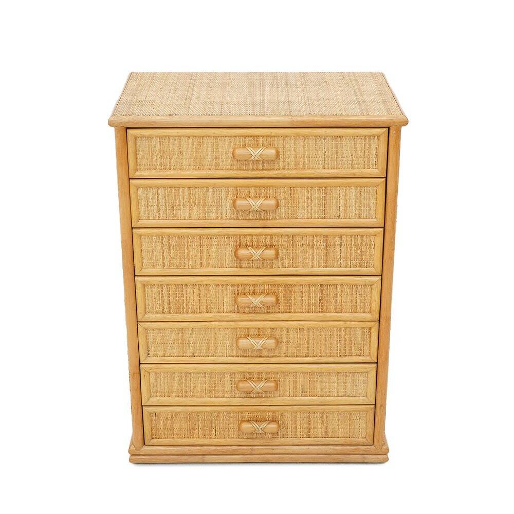 Woven wicker chest of drawers, 1980s