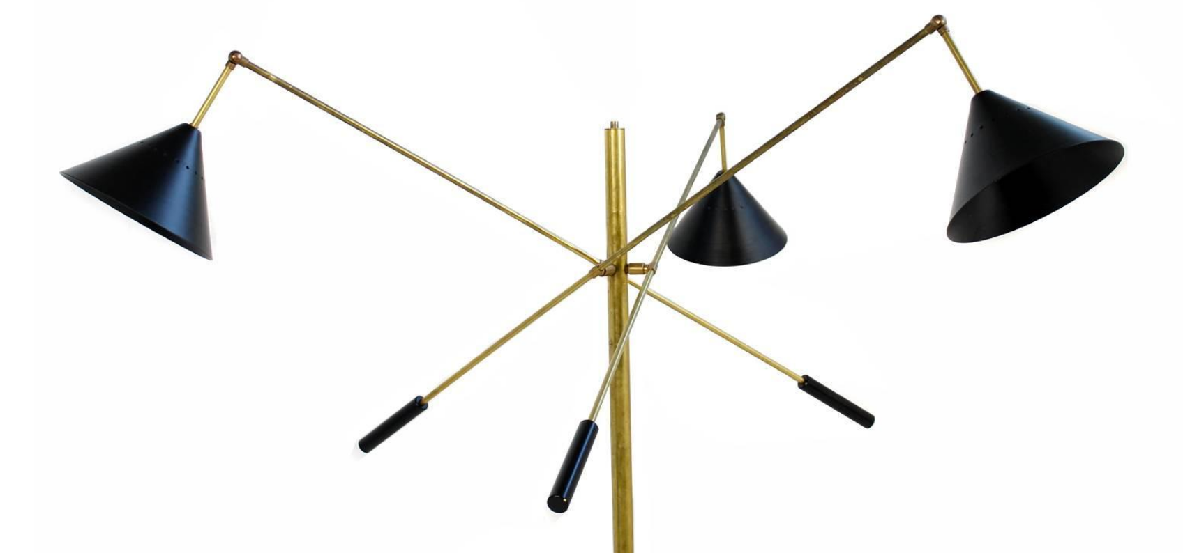 Lamp post pendulum with 3 arms in the style of Italian creations of the 1950s