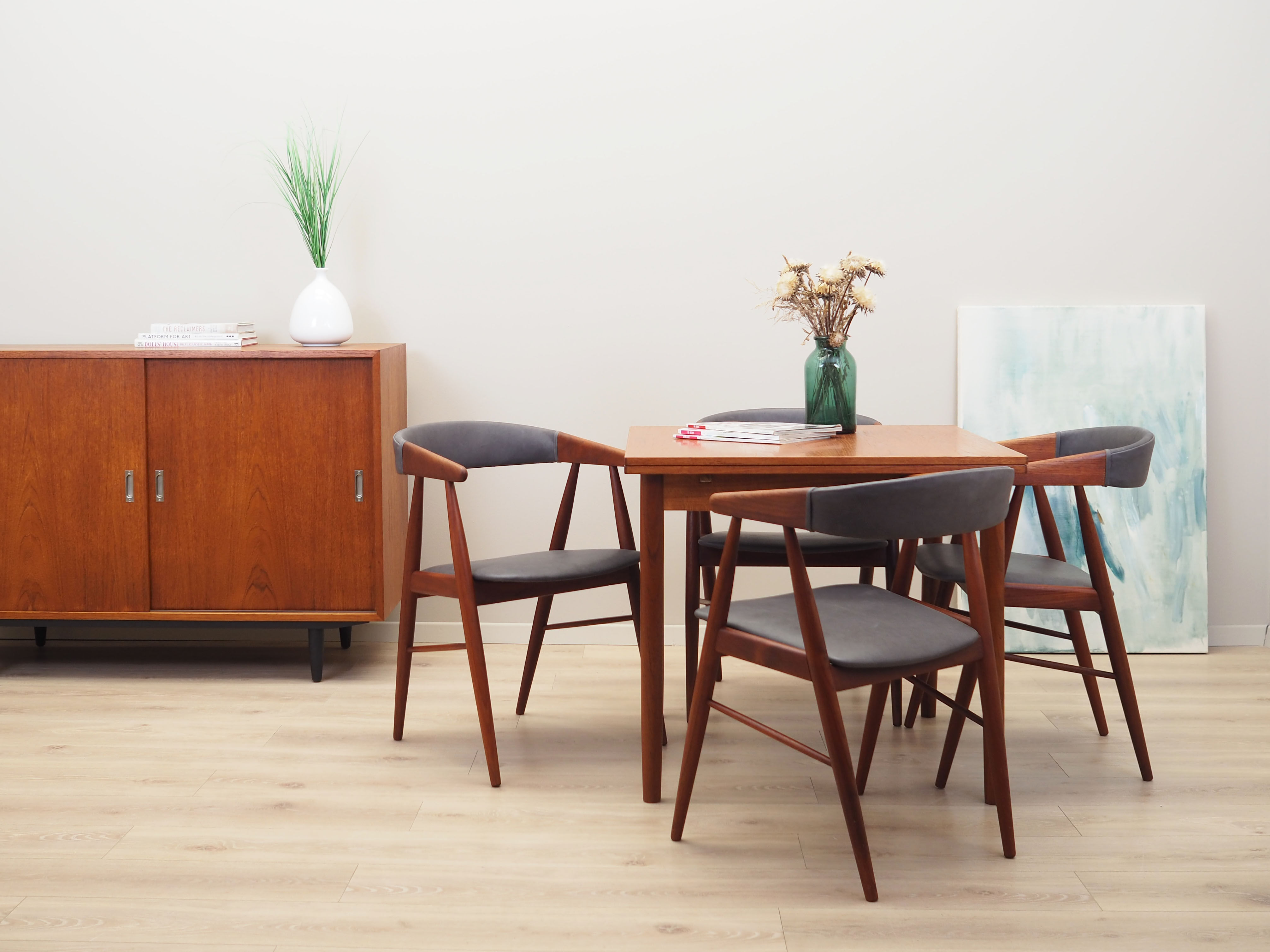 Set of four teak chairs, Danish design, 1960s, designer: Ejner Larsen & Aksel Bender Madsen