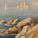 Oil on canvas representing a navy signed e.monza