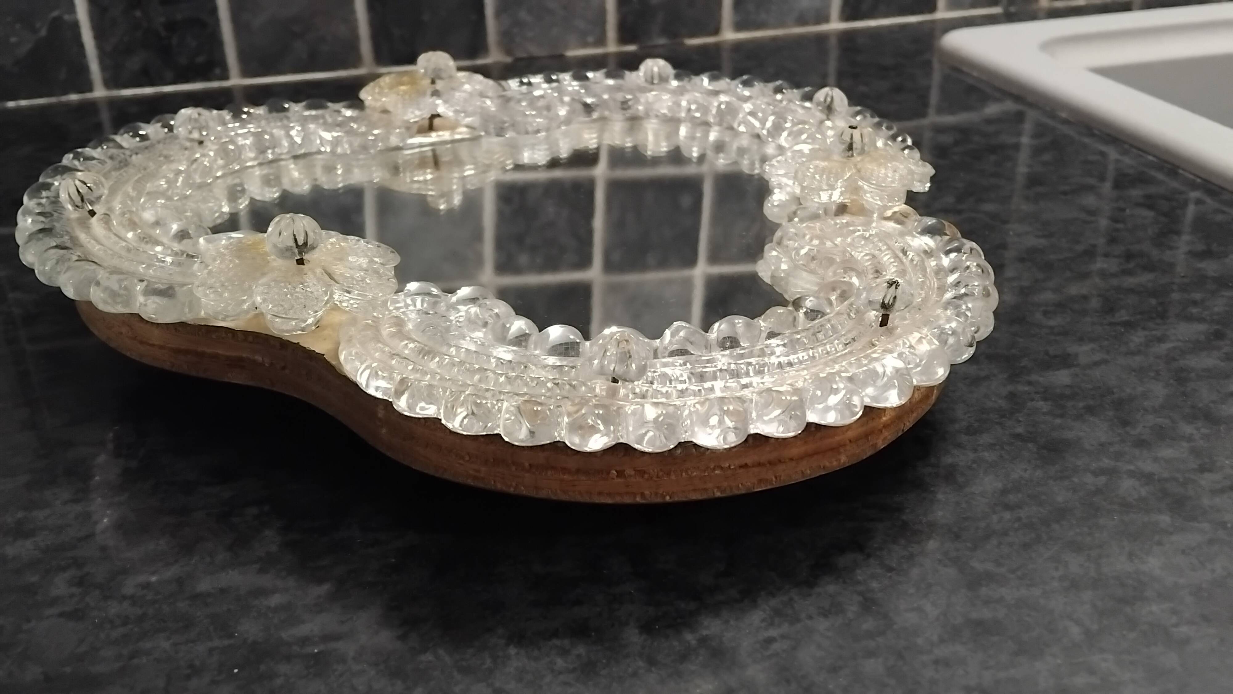 Vintage tabletop mirror, venetian murano glass