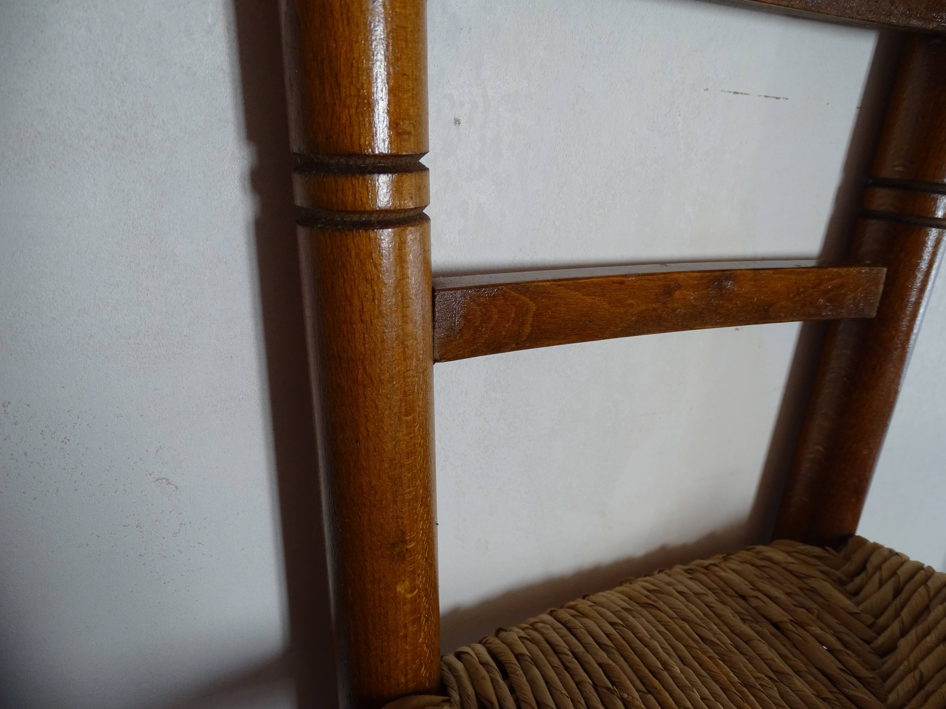 Chaise bois paillée enfant vintage