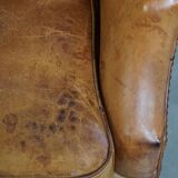 Vintage Armchair Made of Sheepskin Leather
