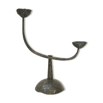 Candle holder sting candle two branches beaten iron