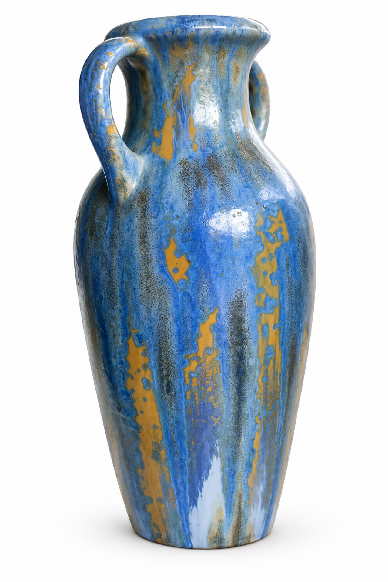 Rare French Art Deco vase in glazed stoneware from Pierrefonds, with glaze.