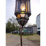 North African lantern suspension in brass and coloured glass.