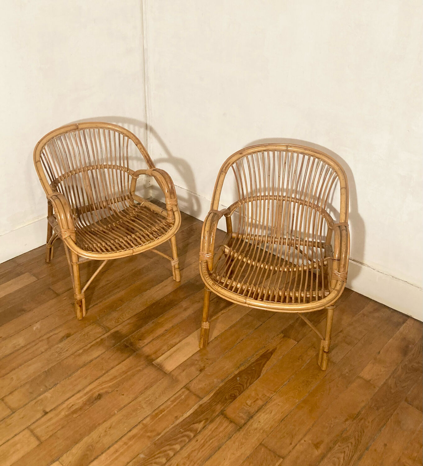 Pair of rattan armchairs