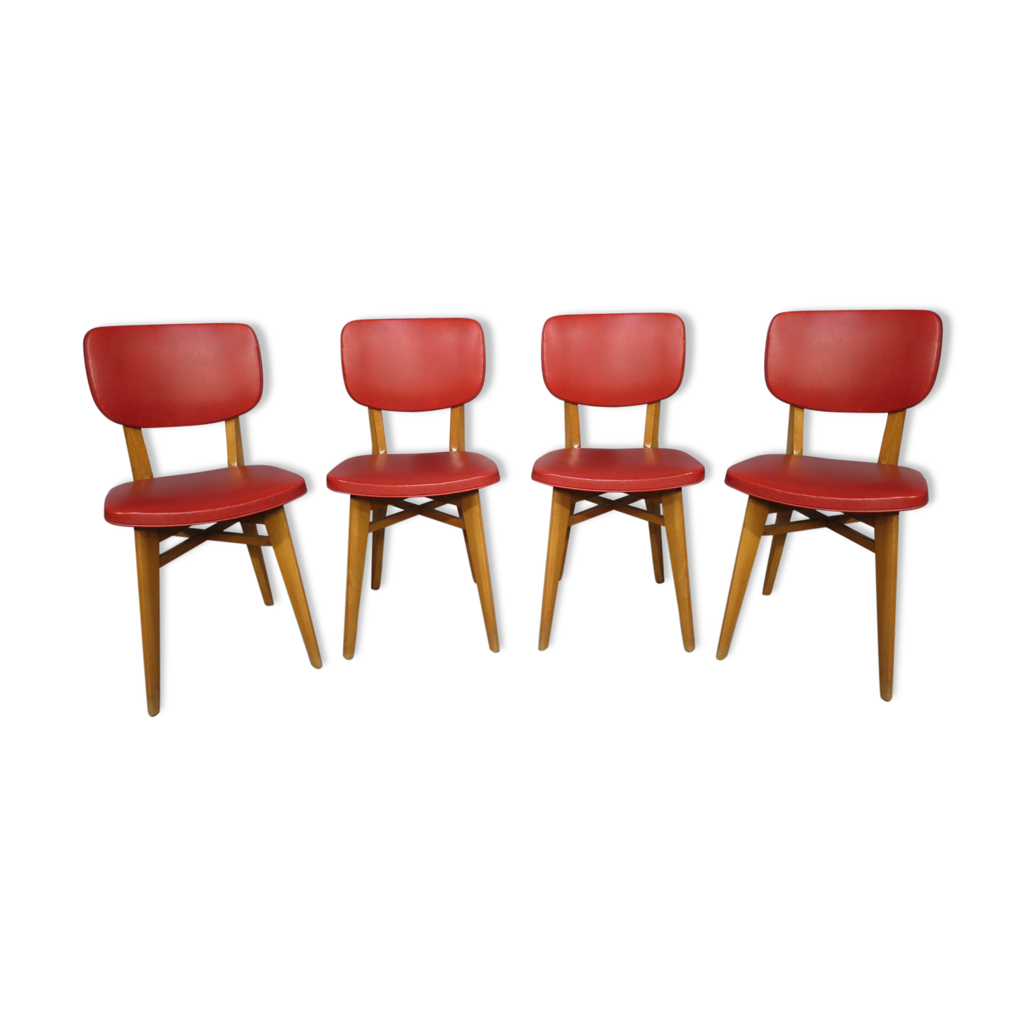 Set of 4 vintage chairs in skai