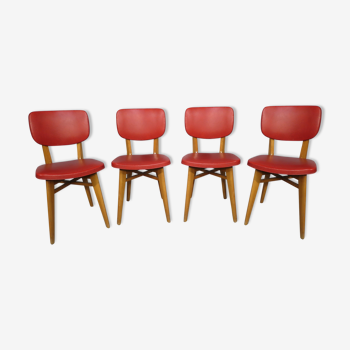 Set of 4 vintage chairs in skai