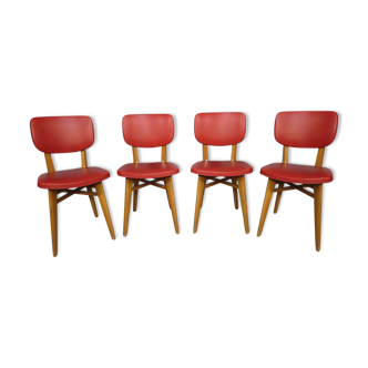Set of 4 vintage chairs in skai