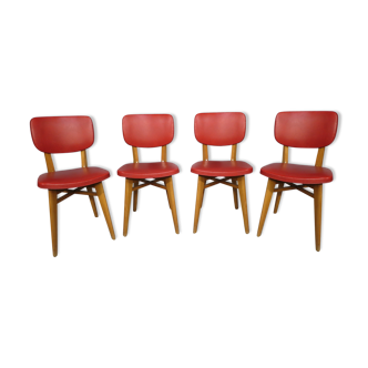 Set de 4 chaises vintage en skaï