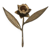 Bougeoir ancien feuille laiton doré