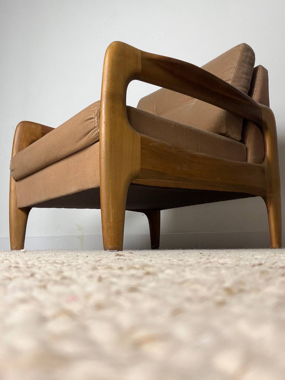 Vintage armchair – 1980s – Beige corduroy