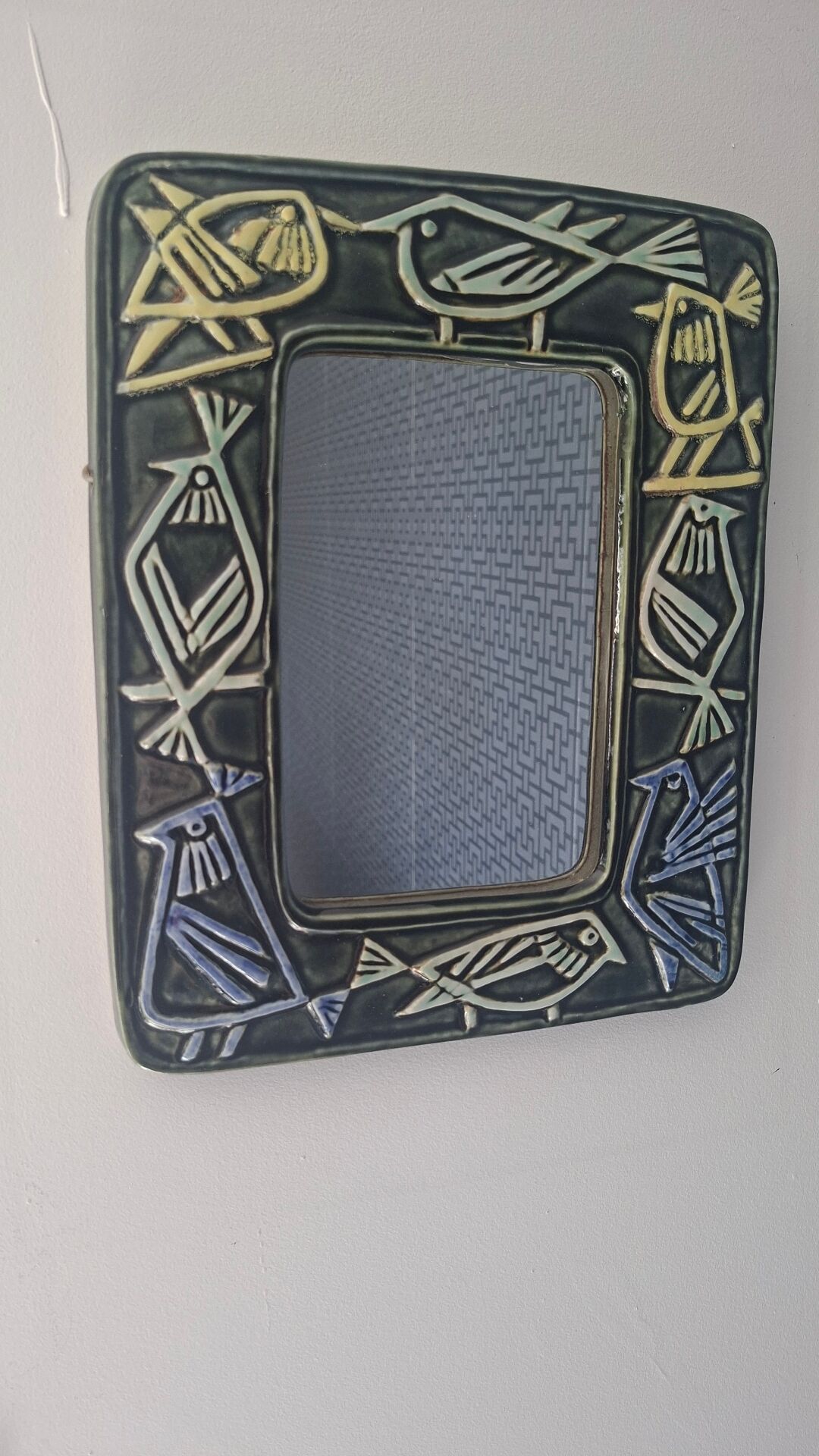 Ceramic Bird Mirror Lisa Larson Harlequin Series / Gustavsberg