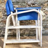 Folding canvas armchair by the sea La Baule 1960s