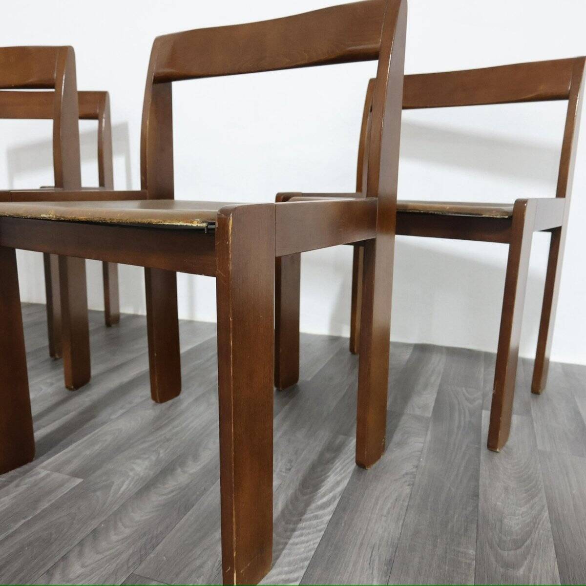 Chaises en bois vintage, années 1960, ensemble de 4