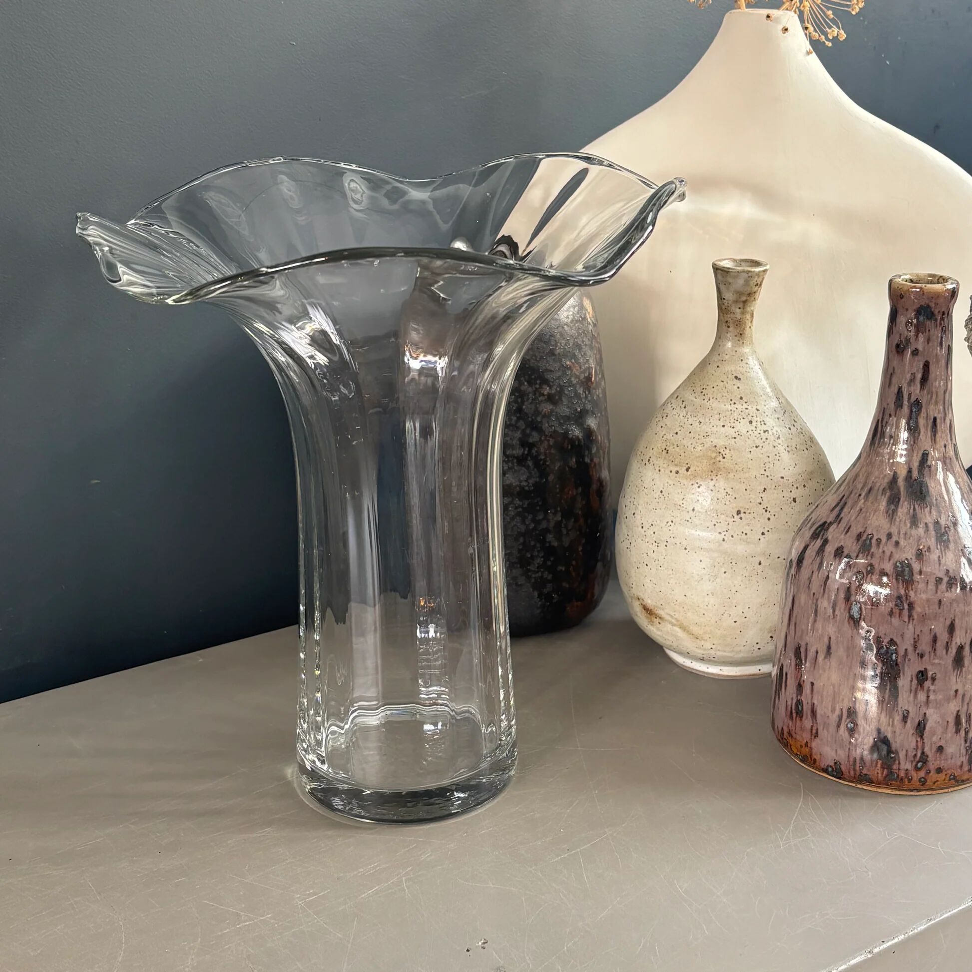 Grand vase en verre évasé - Ref 1348