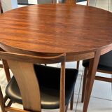 Table ronde extensible Palissandre Danemark vintage 1970