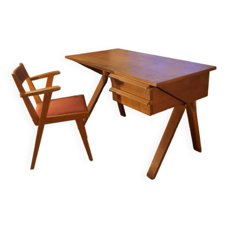 Bureau EB02 par Cees Braakman pour Pastoe (1950) & sa chaise
