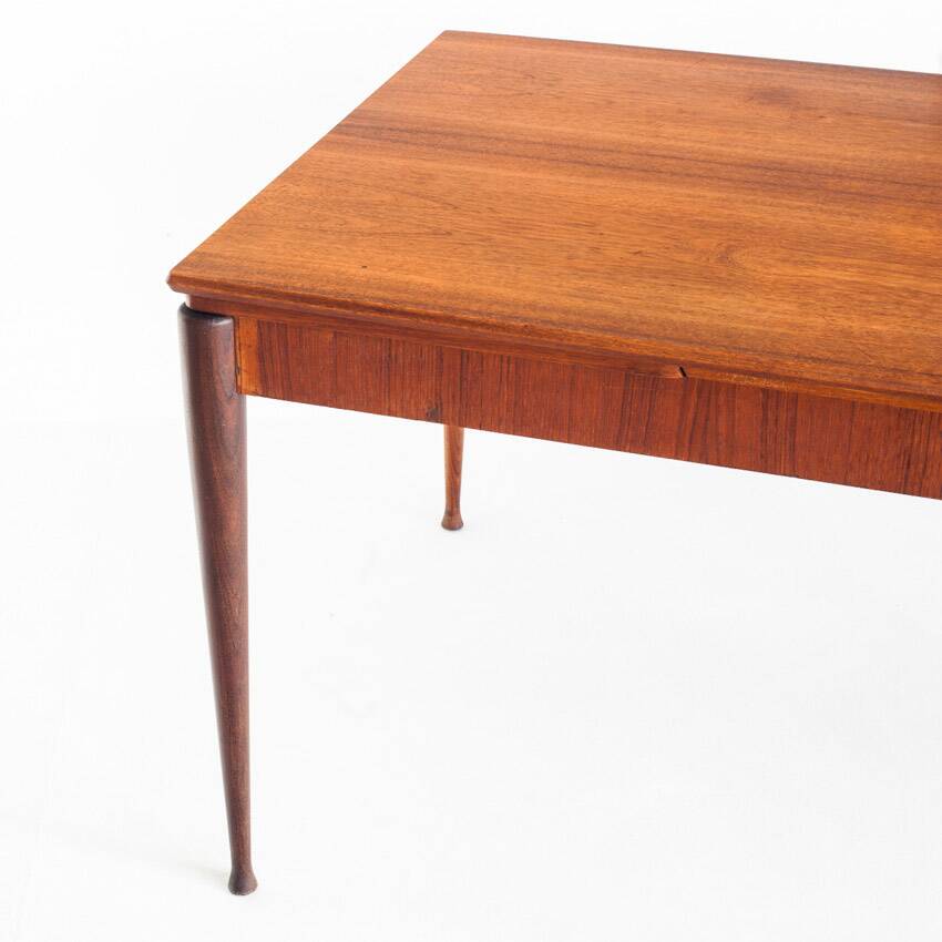 Scandinavian style teak table with two extensions. Vintage. France, 1960s