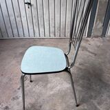 Pair of chairs in blue Formica and metal