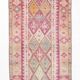Tapis couloir kilim vintage, Tons pastel rose, bleu et beige, 94x409
