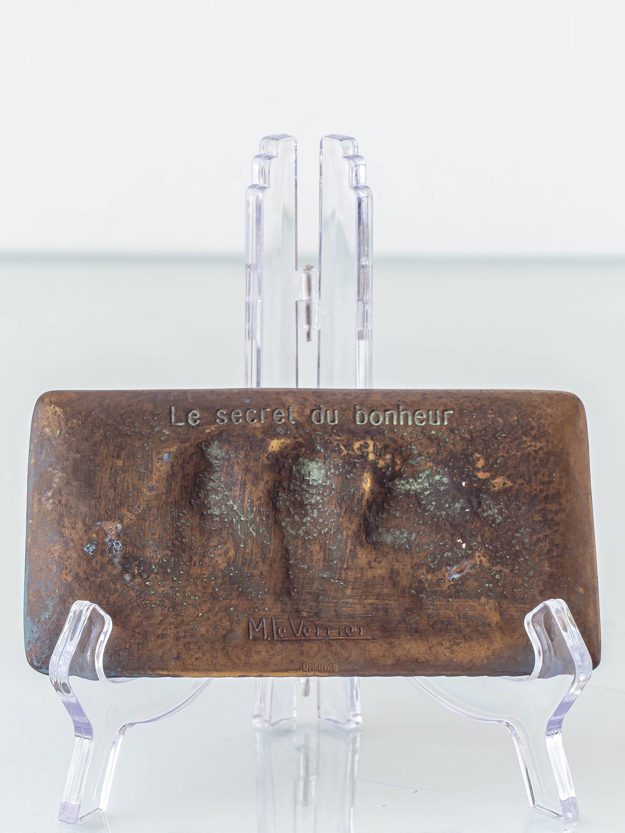 Max Le Verrier Art Deco Bronze Vide-Poche, Three Wise Monkeys, 1930s