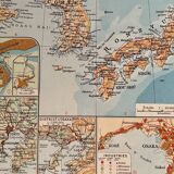 Ancienne carte de la Corée, du Japon et de la Mandchourie de 1945