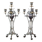 Bougeoirs anciens, années 1890, ensemble de 2