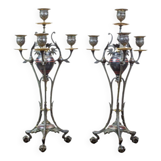 Antique Candlesticks, 1890s, Set of 2
