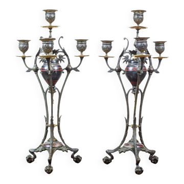 Bougeoirs anciens, années 1890, ensemble de 2