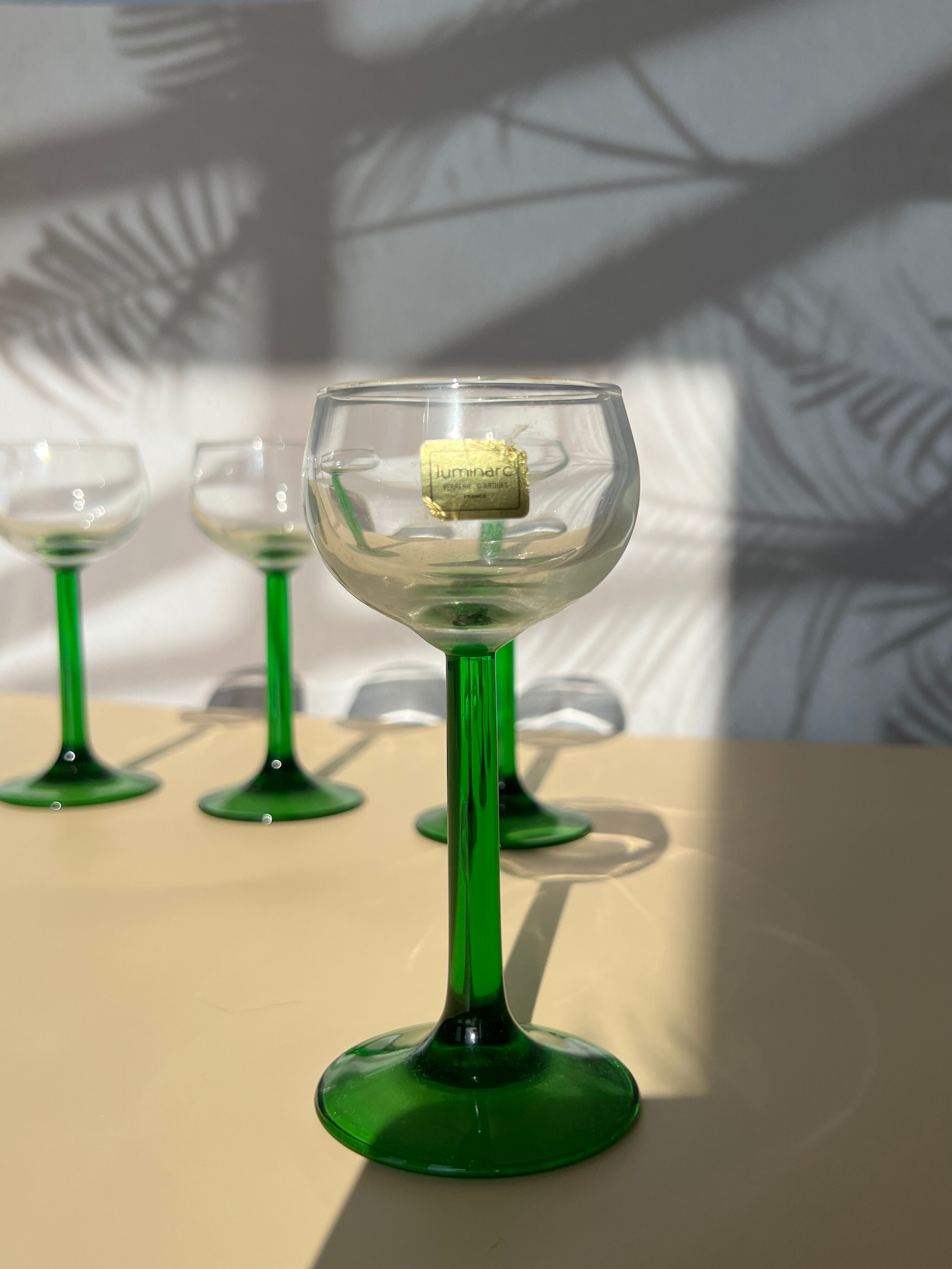 Ensemble de 4 verres à liqueur tiges vertes Luminarc