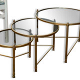 Brass nesting tables and smoked glass