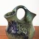 Vase double col Art-Déco en grés flammé vert irisé par Alphonse Cytère.