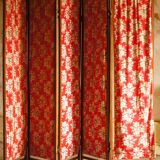 5-leaf screen in wood & floral fabric 1960
