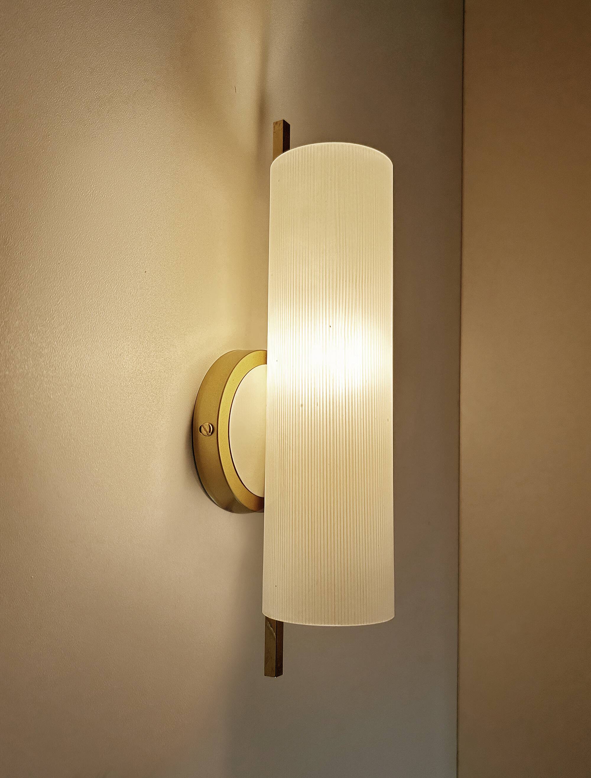 Vintage Glass Brass Wall Light