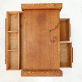 Meuble à couture en bois des années 1960 tiroirs recto/verso