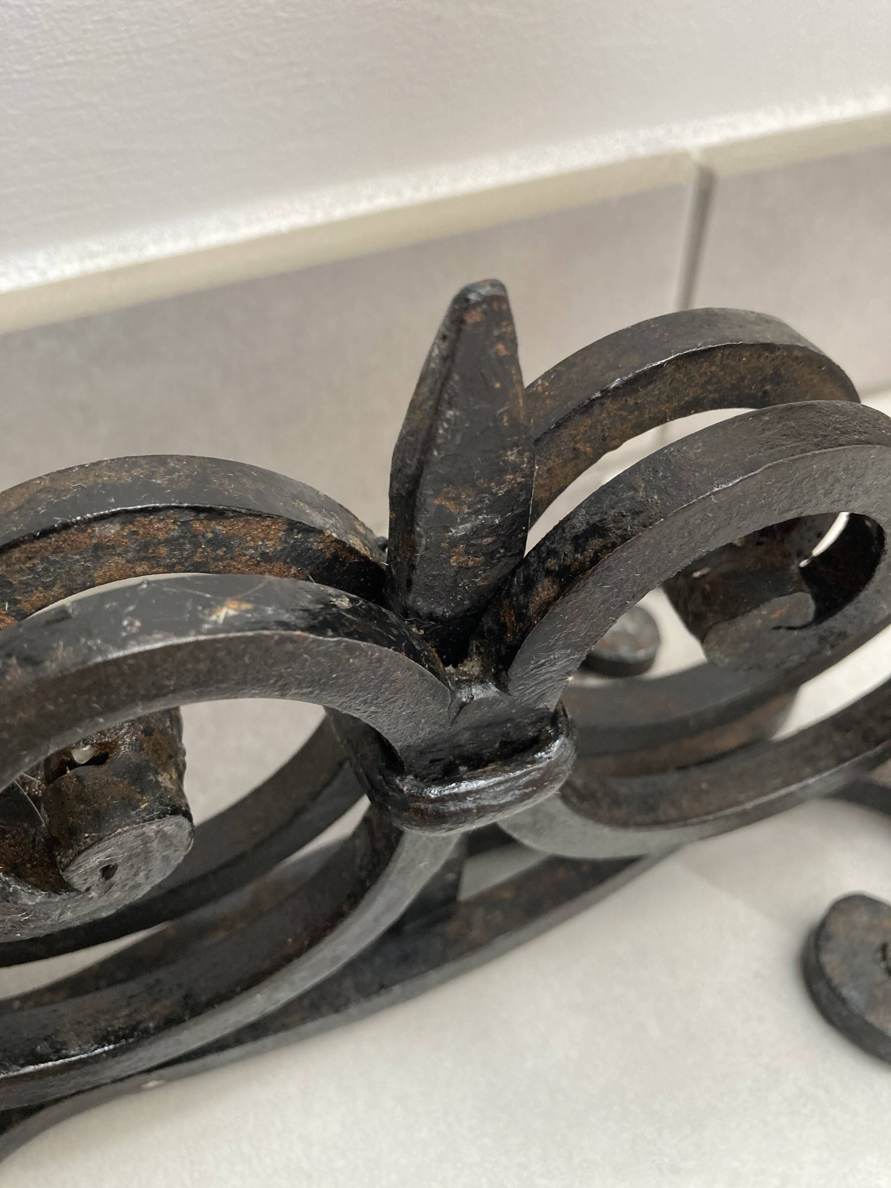 Brutalist double candle holder wrought iron