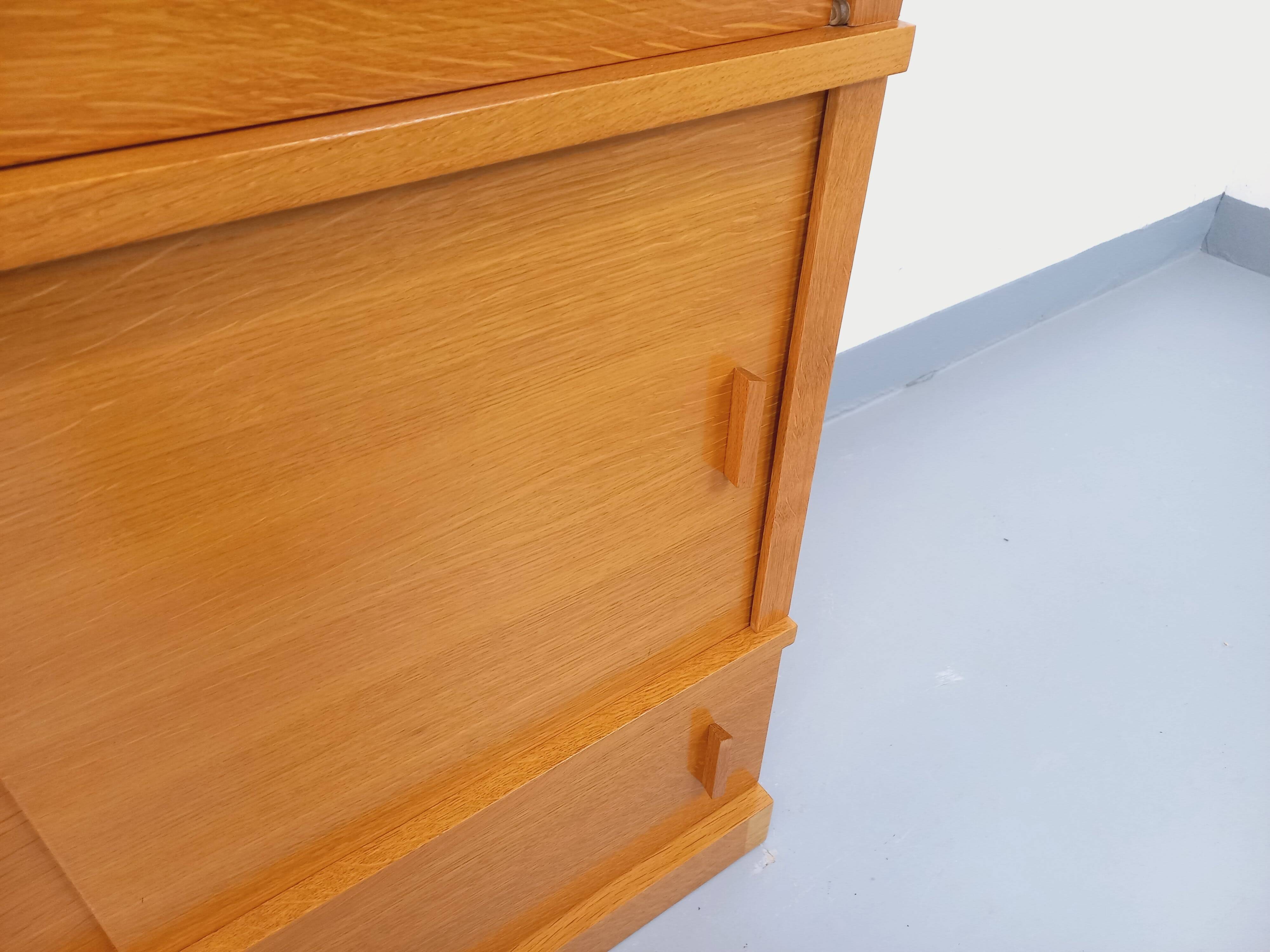 Vintage oak wood secretary bookcase storage furniture