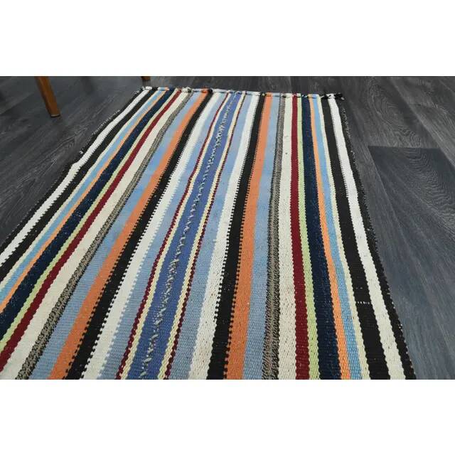 Vintage Turkish Oushak Handmade Wool Cotton Green Runner Rug 80x232